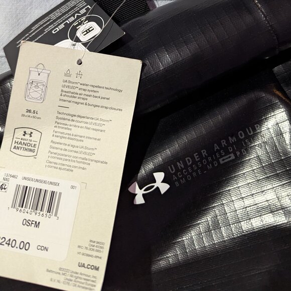 Under Armour 1376462 Unisex UA Summit Backpack Black Waterproof - Picture 4 of 4